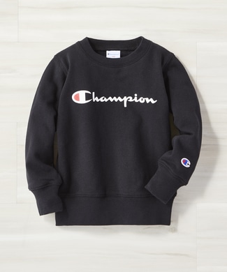 Champion ロゴクルーネックスウェット キッズ ブラック